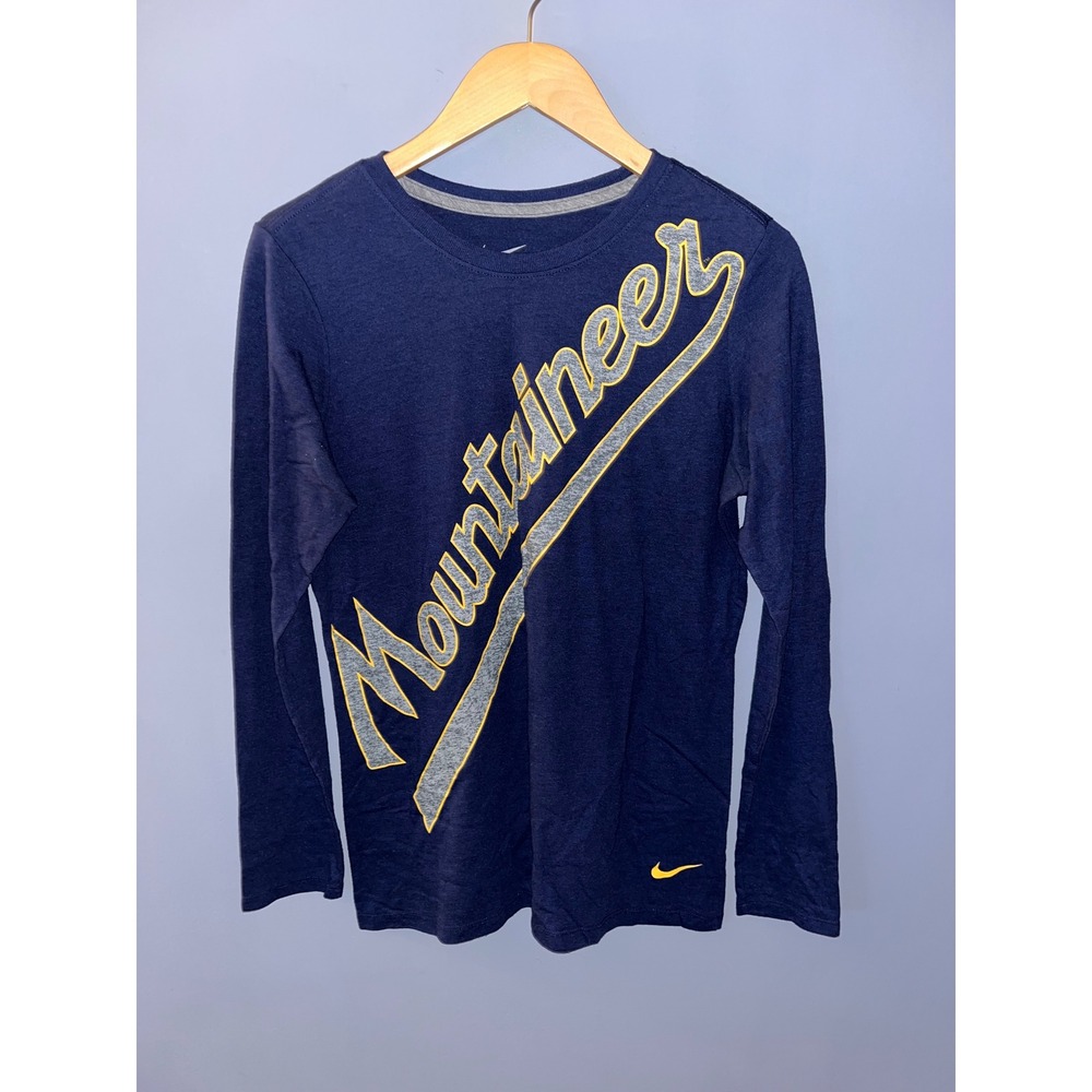Nike Mountaineers West Virginia WVU Long Sleeve Shirt Men's Large Slim Fit